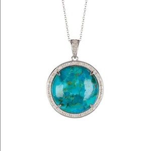 Savvy Cie Diamond & Turquoise Pendant - No Chain